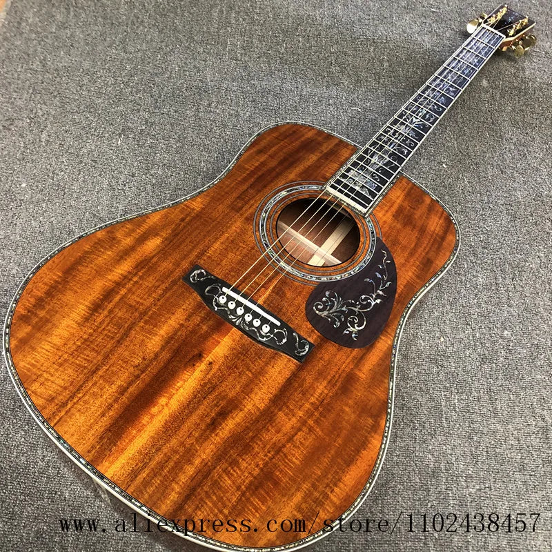 Luxury Acoustic Guitar with Koa Top, Sides and Back, Ebony Fingerboard, High Quality, 41 inch