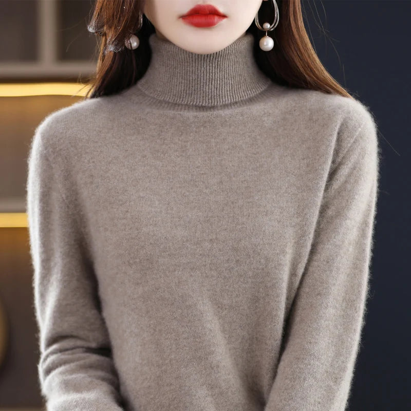 High-Collared Cashmere Sweater Wool Knit Women's Turtle Neck Pullover High-Quality Sweater Women's Winter Warm Jumper S-XXL