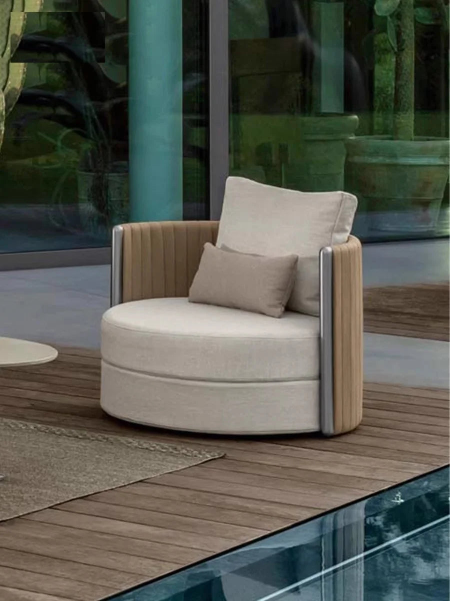 Outdoor Rattan Sofa. Villa Garden Rattan Chair, Terrace balcony. Aluminum Alloy, Waterproof Sunscreen Coffee Table.