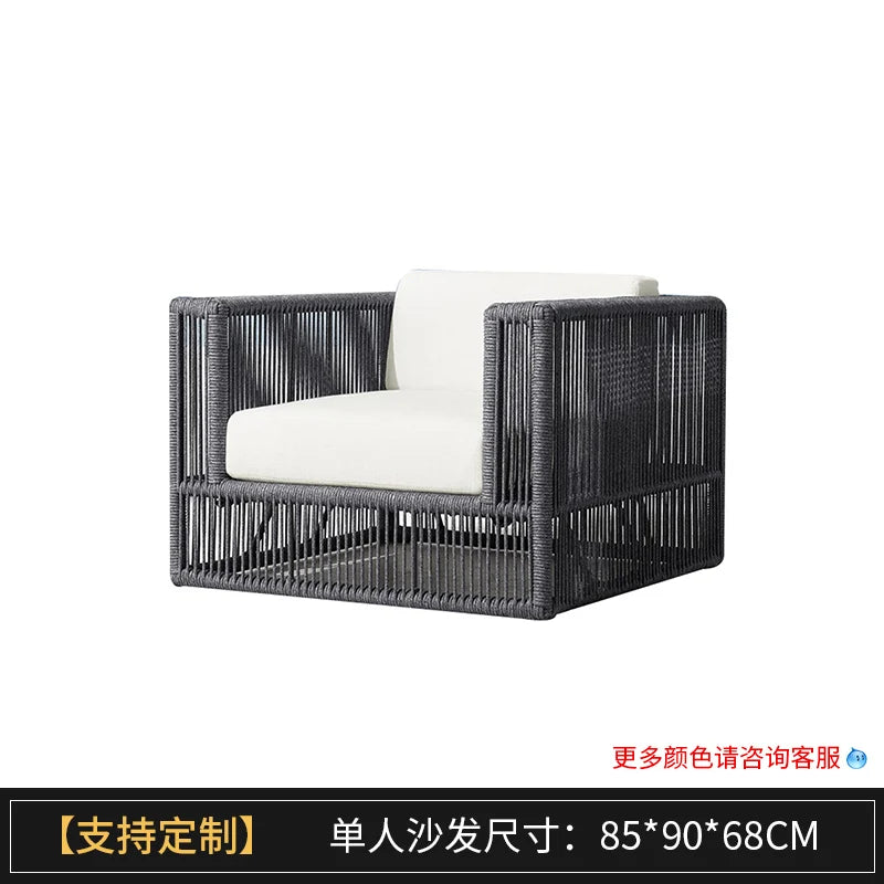 Outdoor Rattan sofa-Courtyard, Terrace Leisure rattan Villa, Hotel Garden Furniture Combination