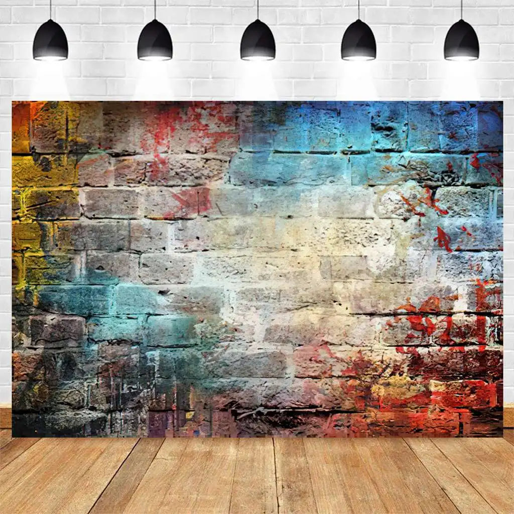 Brick Wall Party Photoshoot Backdrop Hydrated Lime White Cement Plaster Background Banner Photo Booth Studio Props