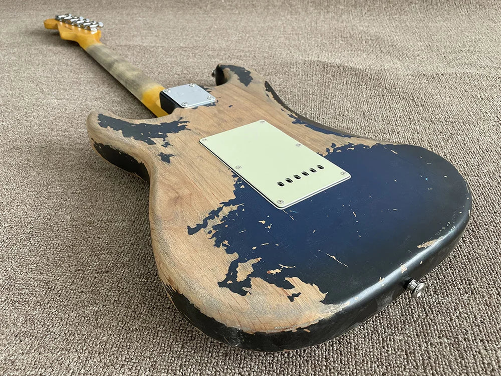 Relic Electric Guitar, Blue Burst, Tremolo Bridge,Rosewood Fingerboard, Customized, High Quality, In Stock, Fast Shipping