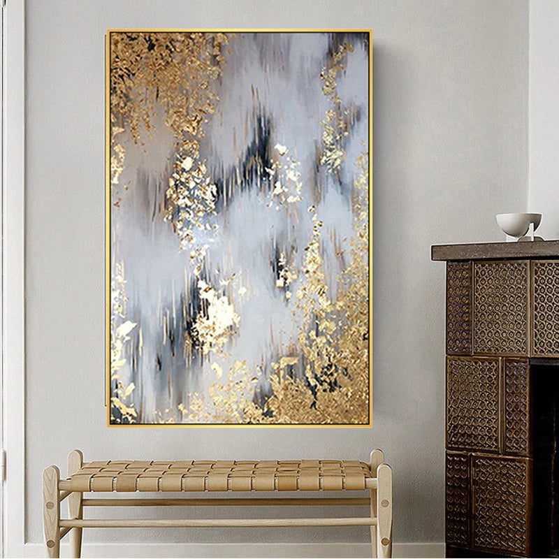 Modern Hand-painted Oil Painting Handmade Abstract Thick Texture Wall Art Decorative Vertical Hanging Painting For Home Decor