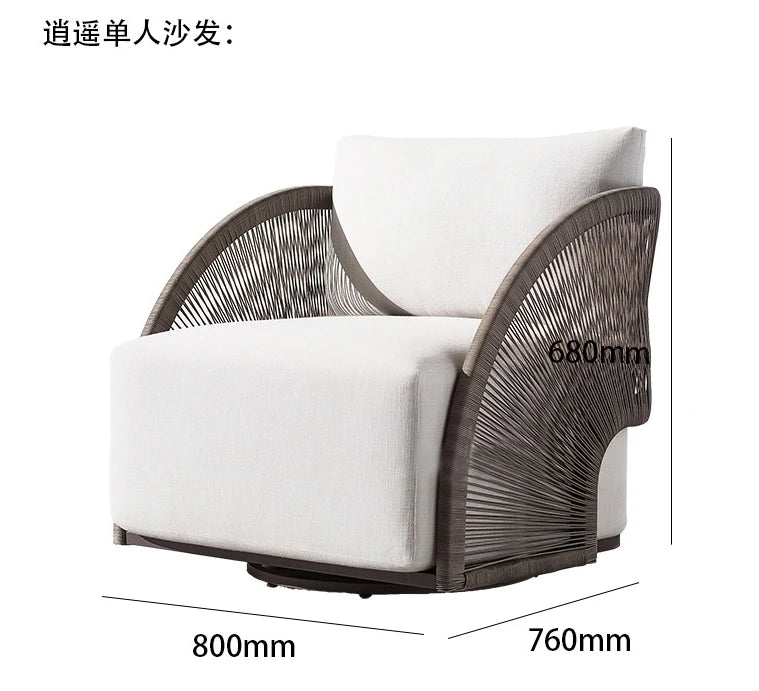 Outdoor rattan sofa leisure balcony three-piece garden creative hotel courtyard villa room open-air outdoor furniture