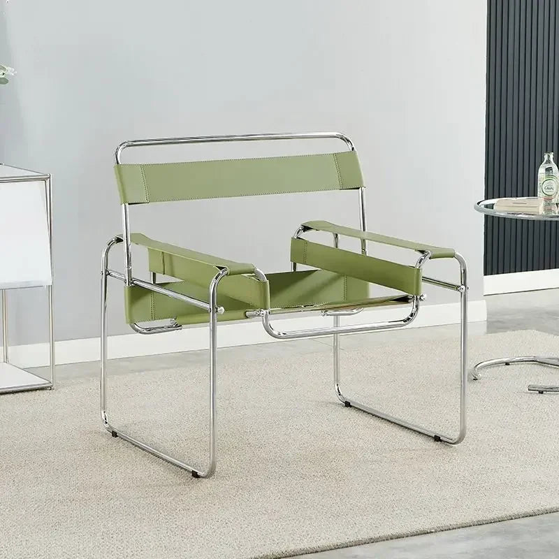 Vassili Leisure Chair Single Chair.Industrial Style Bauhaus Saddle Leather Simple Network.