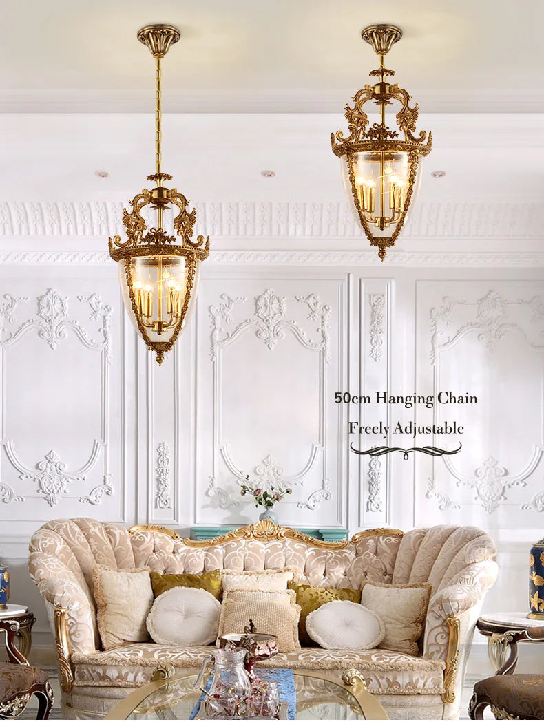 French Copper Porch Lamp Chandelier Indoor Hanging Lights Candle Led Lights