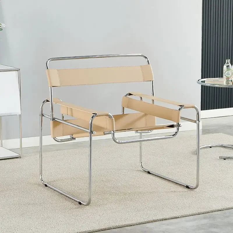 Vassili Leisure Chair Single Chair.Industrial Style Bauhaus Saddle Leather Simple Network.