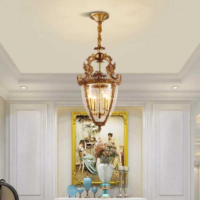 French Copper Porch Lamp Chandelier Indoor Hanging Lights Candle Led Lights