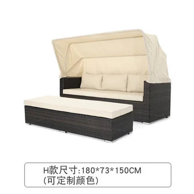 Semi-Circular Rattan Sofas, Bird's Nest Circular Beds.Rattan Woven Lounge Chairs