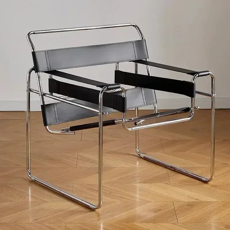 Vassili Leisure Chair Single Chair.Industrial Style Bauhaus Saddle Leather Simple Network.
