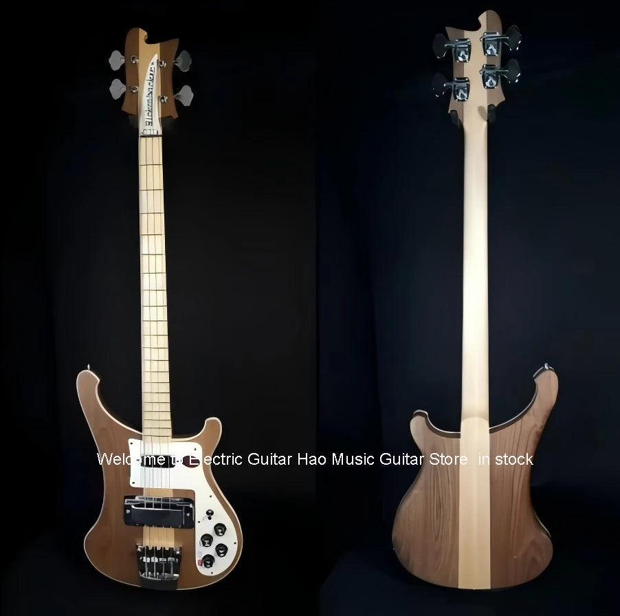 4001 4000 4003 4 Strings Transcluent Walnut Electric Bass Guitar Neck Through Body Maple Neck Fingerboard, Pearl Inlay