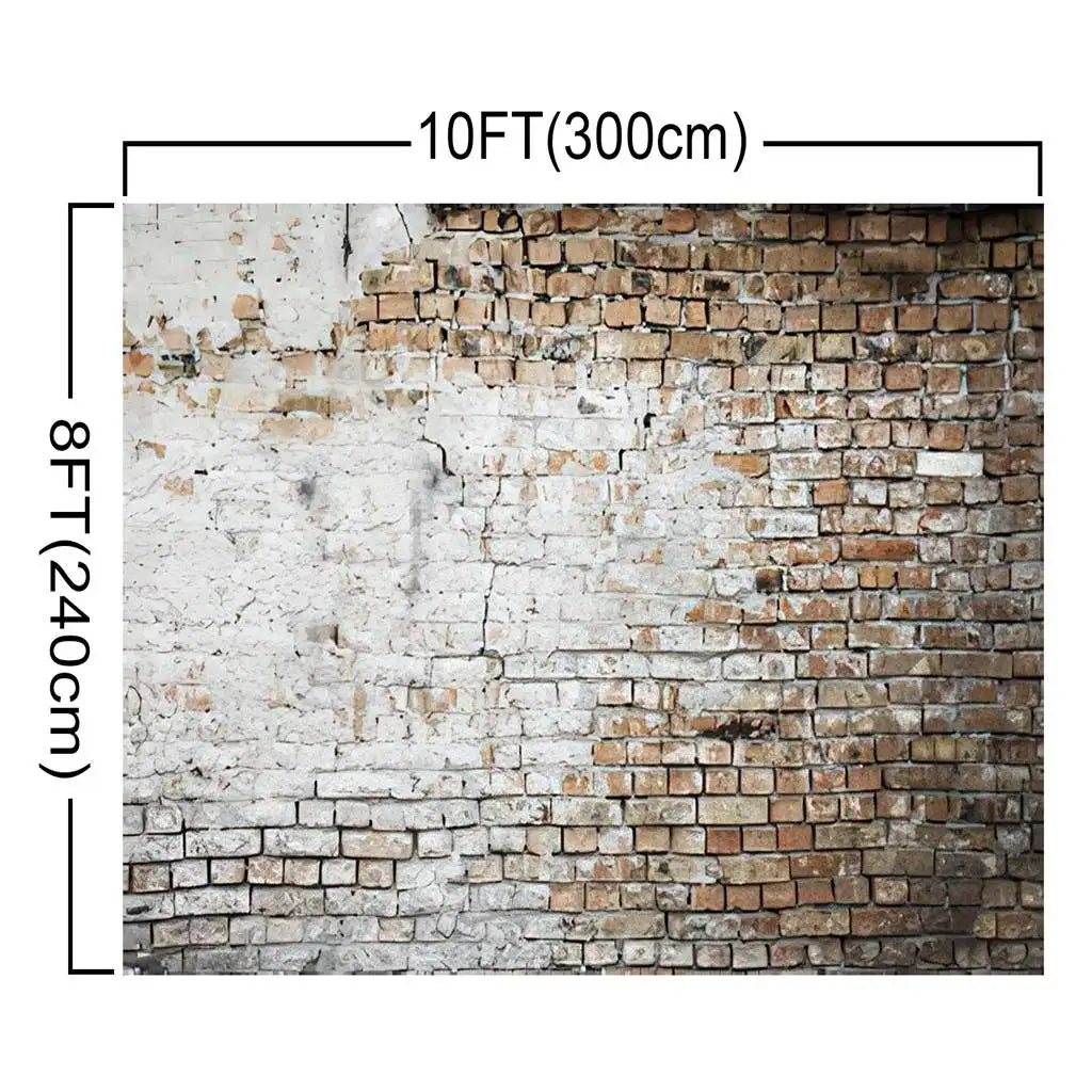 Brick Wall Party Photoshoot Backdrop Hydrated Lime White Cement Plaster Background Banner Photo Booth Studio Props