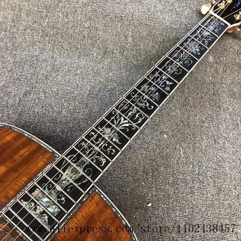 Luxury Acoustic Guitar with Koa Top, Sides and Back, Ebony Fingerboard, High Quality, 41 in