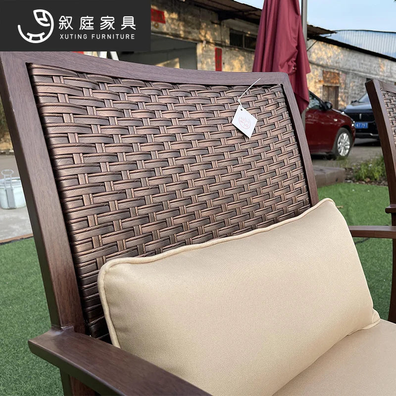 Outdoor Furniture. Rattan Woven Leisure Chair. Aluminum Alloy, Waterproof and Sunscreen Design. Tea Table Single Chair