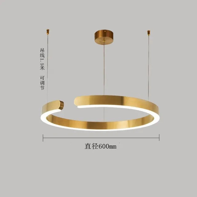 Modern C Ring Led Pendant Lamp Dimmable for Dining Living Room Center Table Bedroom Chandelier Home Decor Luxury Lusters Fixture