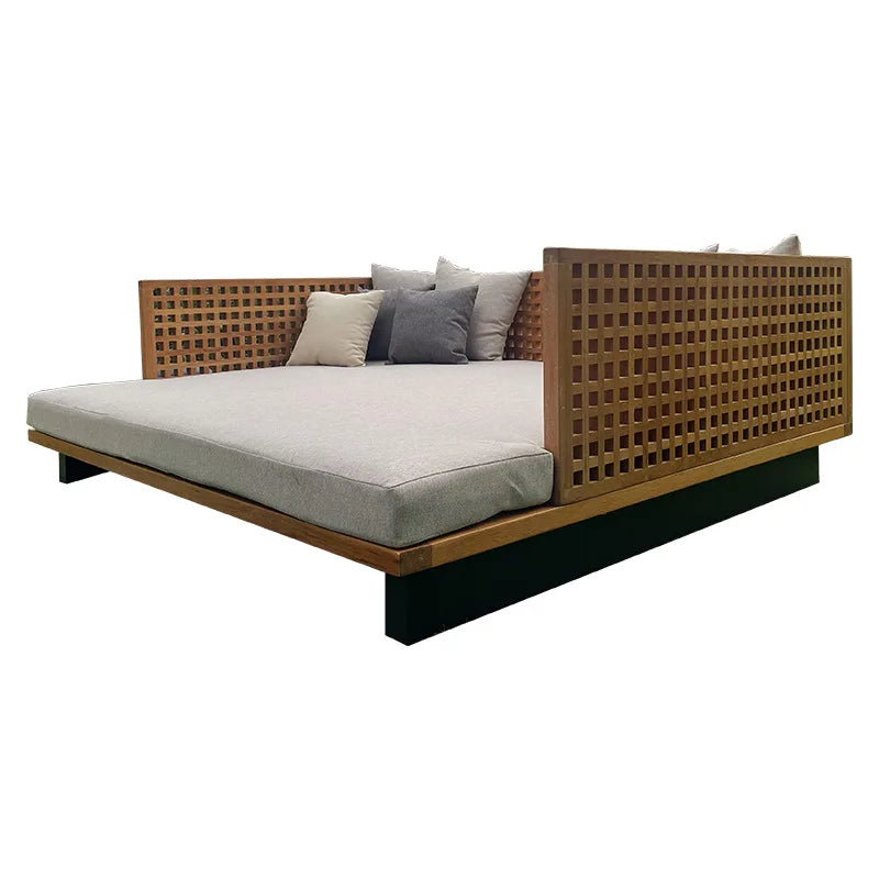 Xuting outdoor leisure creative square bed outdoor seaside beach lounge chair waterproof and sunscreen solid wood sofa furniture