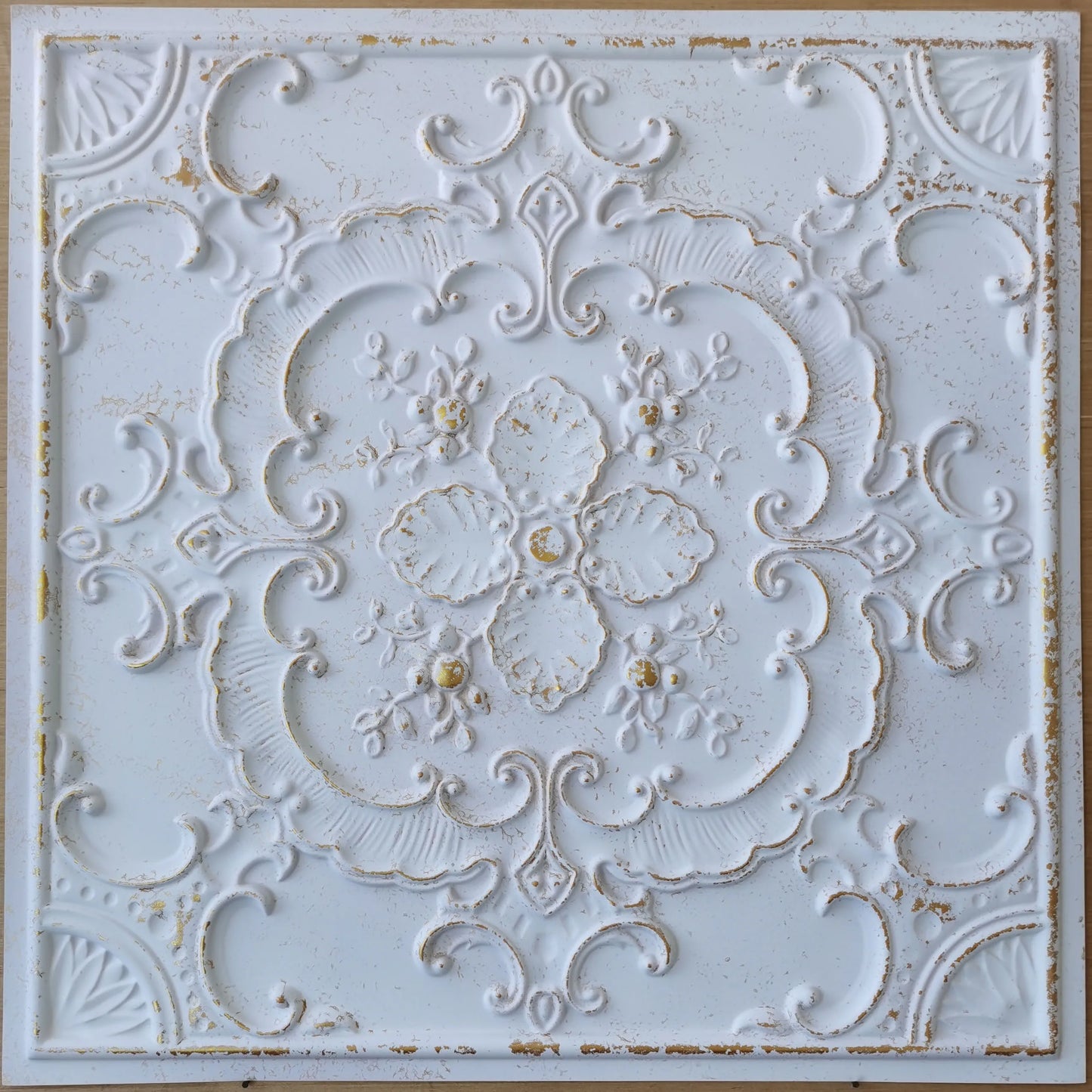 Ceiling Tiles Cafe Pub Restaurant Ceiling Panels Crackled White/Gold 10pcs