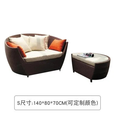 Semi-Circular Rattan Sofas, Bird's Nest Circular Beds.Rattan Woven Lounge Chairs