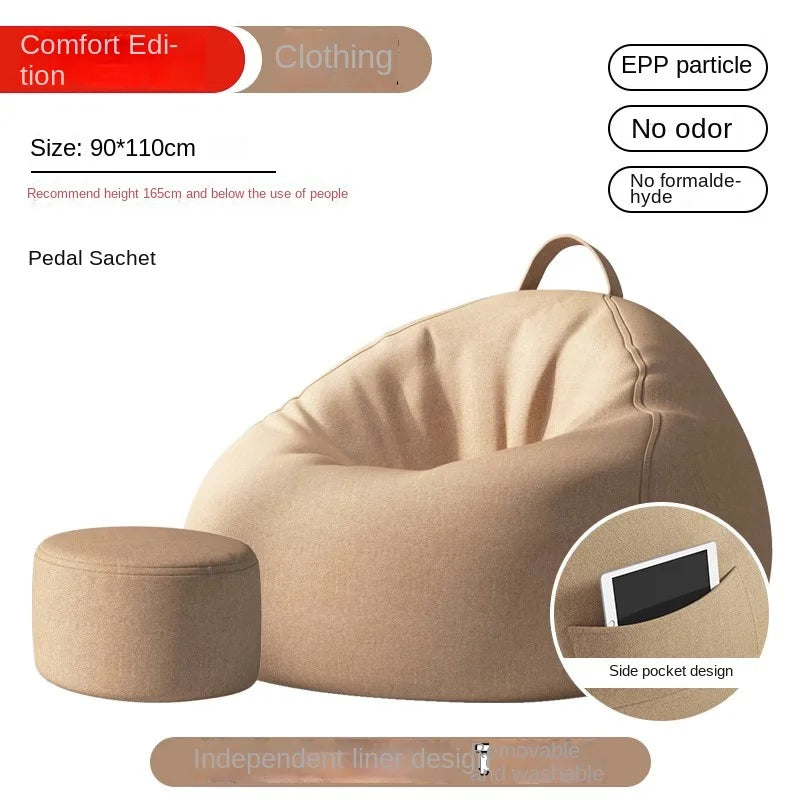 Lazy Sofa Bean Bag Sleepable Small Bedroom Living Room Balcony Tatami Backrest Cushion Single Sofa Chair Living Room Sofas 2024