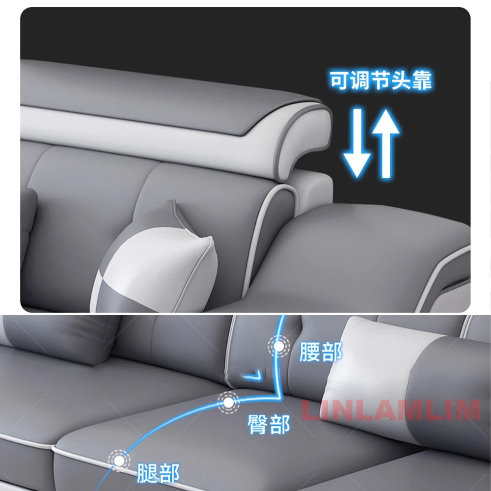 Modern Scientific Cloth Sectional Sofa Set with Chaise Lounge, Bluetooth Speakers, and USB Charging Ports for Living Room