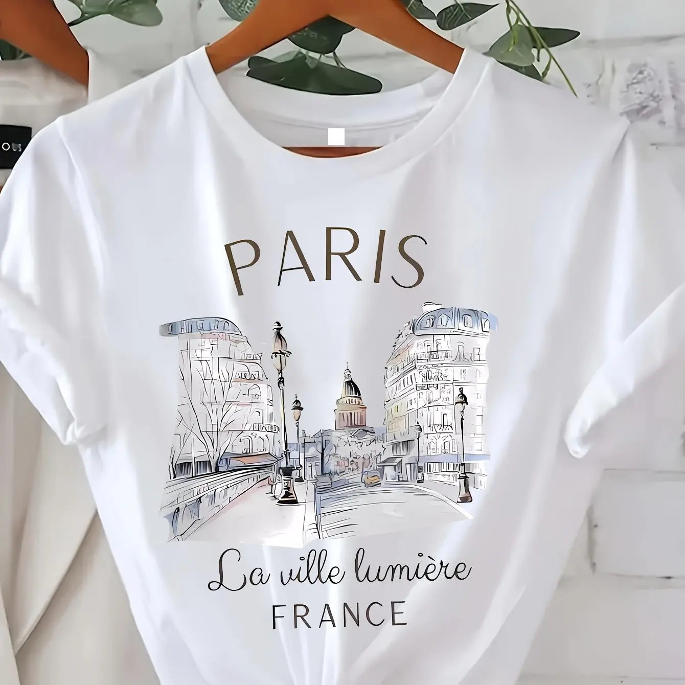 Paris Print Tee - and Breathable Short Sleeves Classic Crew Neck Casual for Everyday Wear