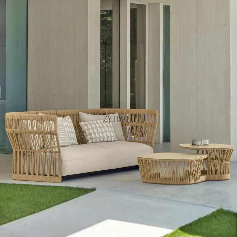 Outdoor Rattan Furniture Villa- Sun Room, Courtyard Garden Sofa Table and Chair Combination