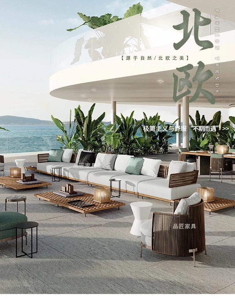 Outdoor rattan sofa waterproof sunscreen courtyard terrace garden furniture