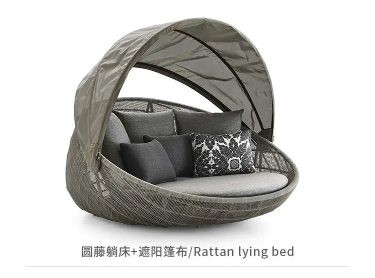 Semi-Circular Rattan Sofas, Bird's Nest Circular Beds.Rattan Woven Lounge Chairs