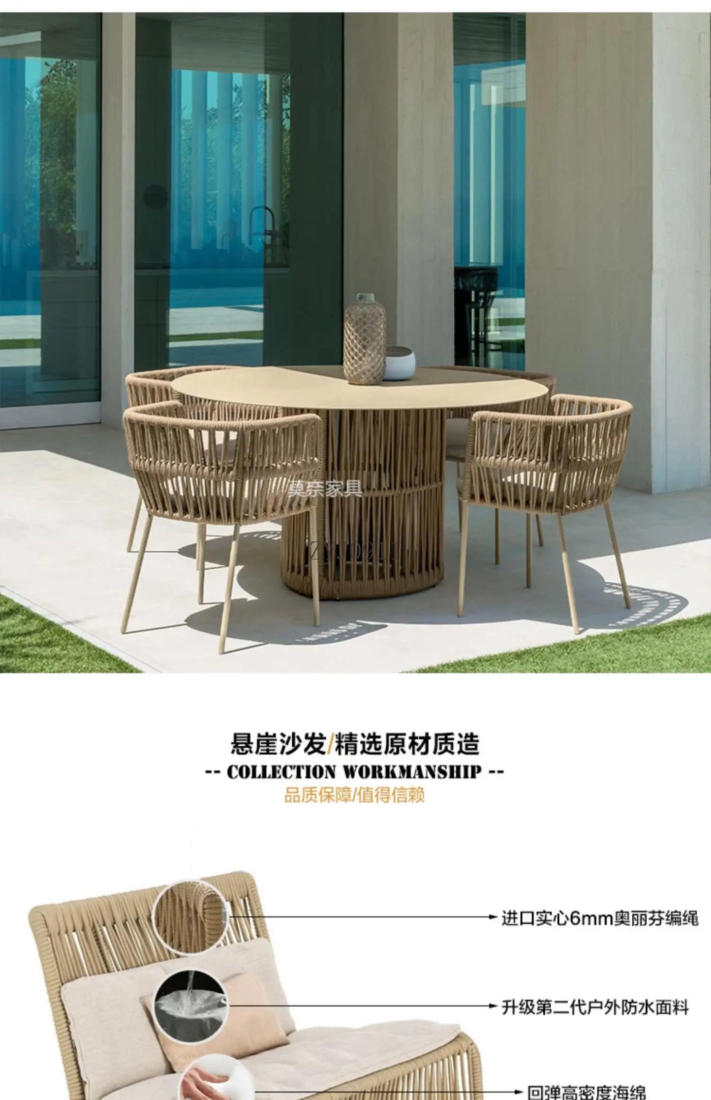 Outdoor Rattan Furniture Villa- Sun Room, Courtyard Garden Sofa Table and Chair Combination