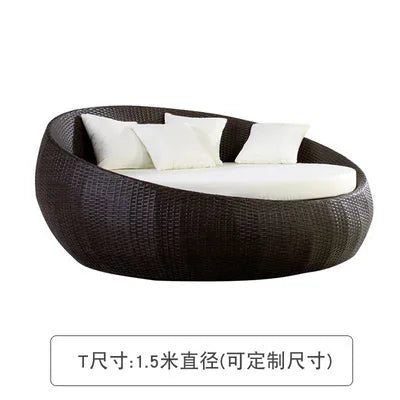 Semi-Circular Rattan Sofas, Bird's Nest Circular Beds.Rattan Woven Lounge Chairs
