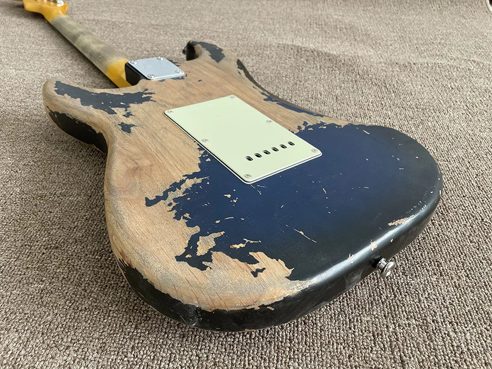 Relic Electric Guitar, Blue Burst, Tremolo Bridge,Rosewood Fingerboard, Customized, High Quality, In Stock, Fast Shipping