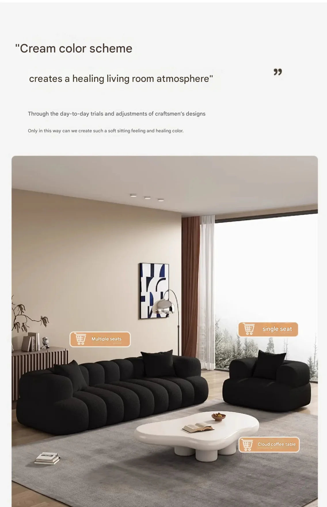 Black, Modern Living Room Sofa -Minimalist Lazy Luxury Living Sectional With European Appeal