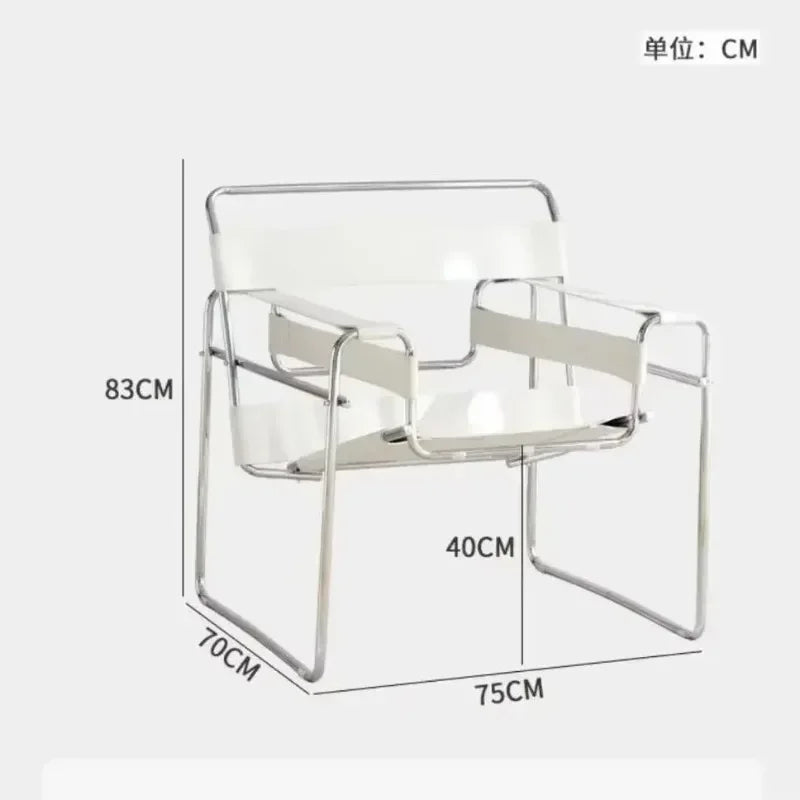 Vassili Leisure Chair Single Chair.Industrial Style Bauhaus Saddle Leather Simple Network.