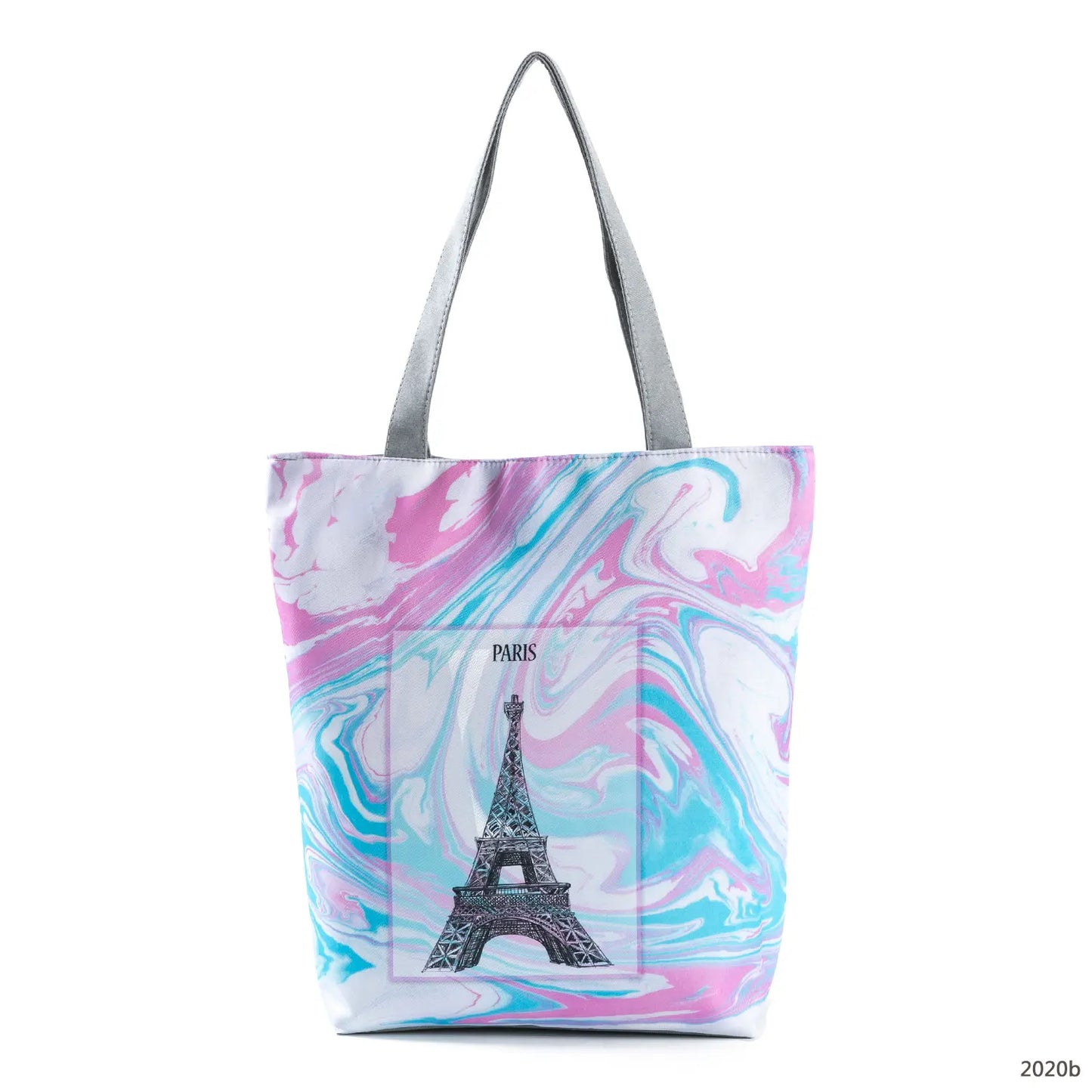 Floral Eiffel Tower Print Tote Bag Paris Landscape Shoulder Bag Fashion Pretty Handbags High Capacity Shopping Bag Eco Beach Bag