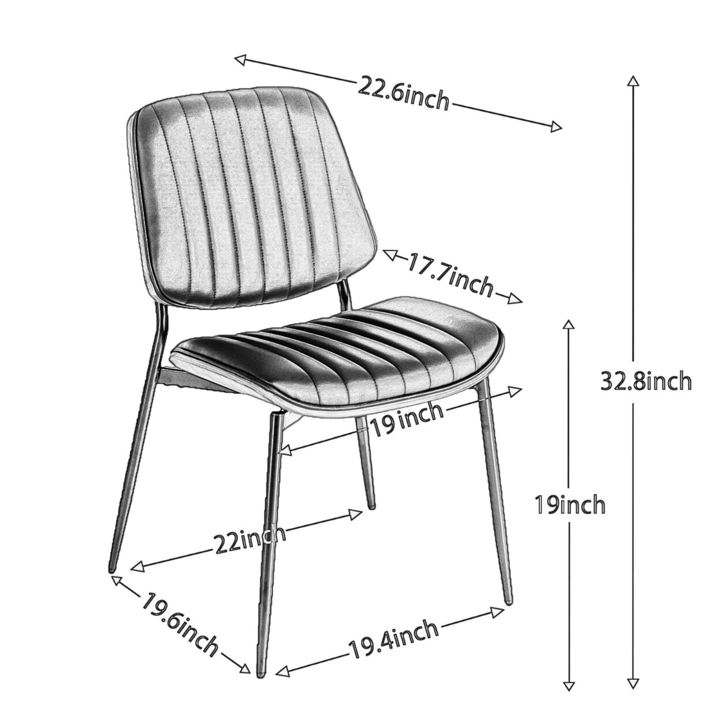 Dining Chairs Set Of 2 Mid Century Modern Retro Faux Leather Chair With Walnut