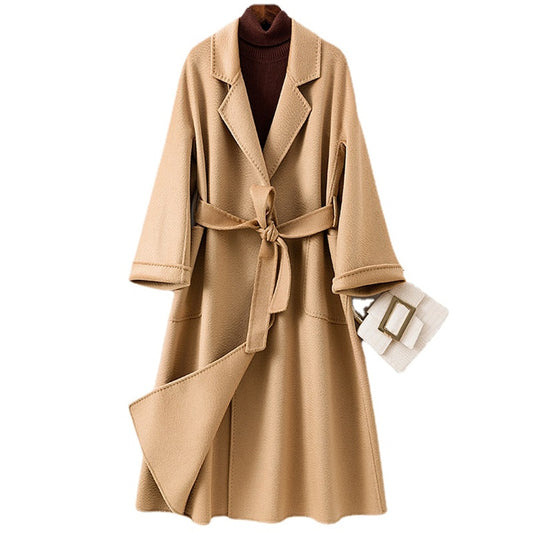 Women’s Long Wool Fur Jackets Ladies Trench Coats Wool Blends Cashmere Woollen Jacket