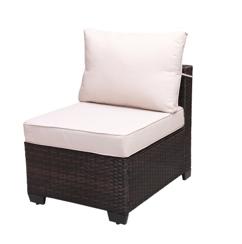 Outdoor Garden Patio Furniture 7 Piece Rattan/Wicker Cushioned Sofa Sets And Coffee Table
