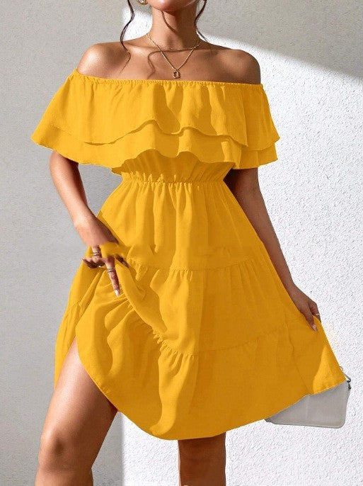 Solid Color Casual Mid-length Dress Spring And Summer All-match