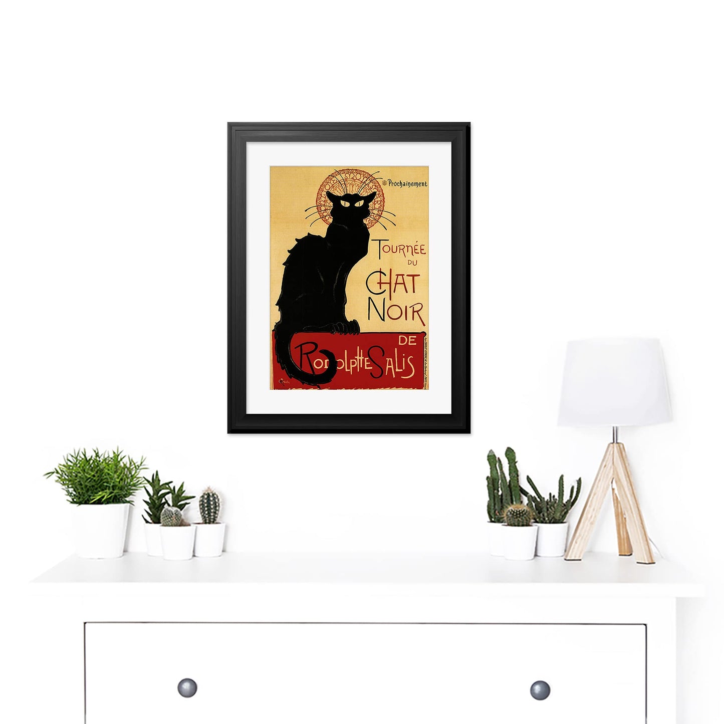 Wee Blue Coo Black Cat Chat Noir Rodolphe Salis Paris France Picture Framed Art Print