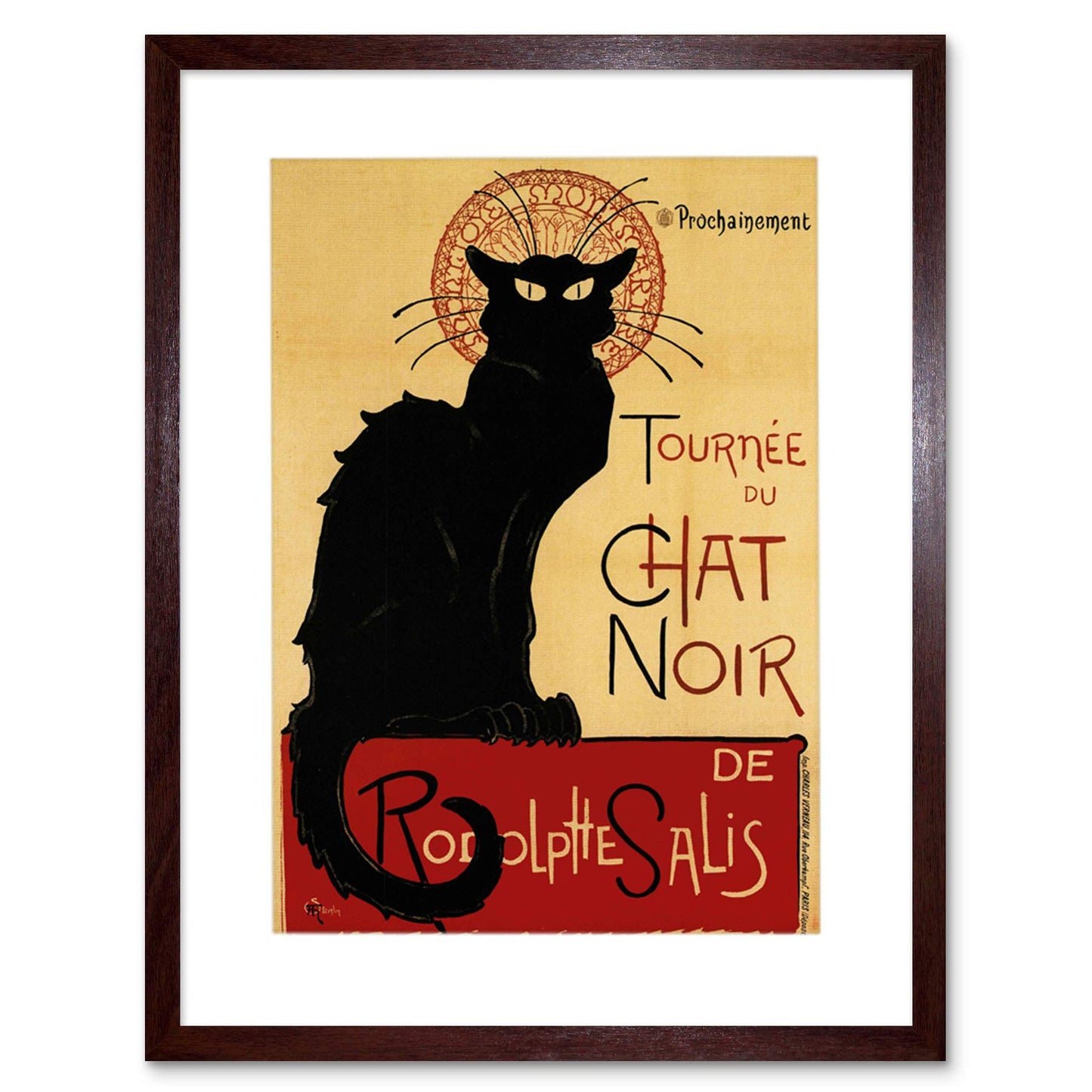 Wee Blue Coo Black Cat Chat Noir Rodolphe Salis Paris France Picture Framed Art Print