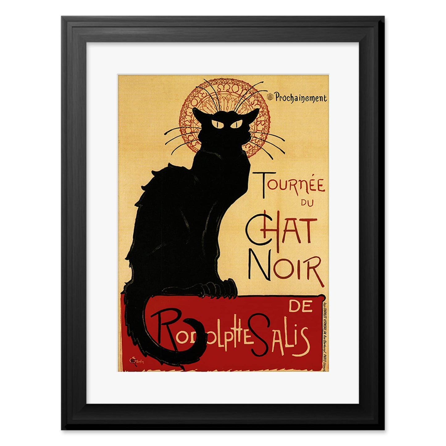 Wee Blue Coo Black Cat Chat Noir Rodolphe Salis Paris France Picture Framed Art Print