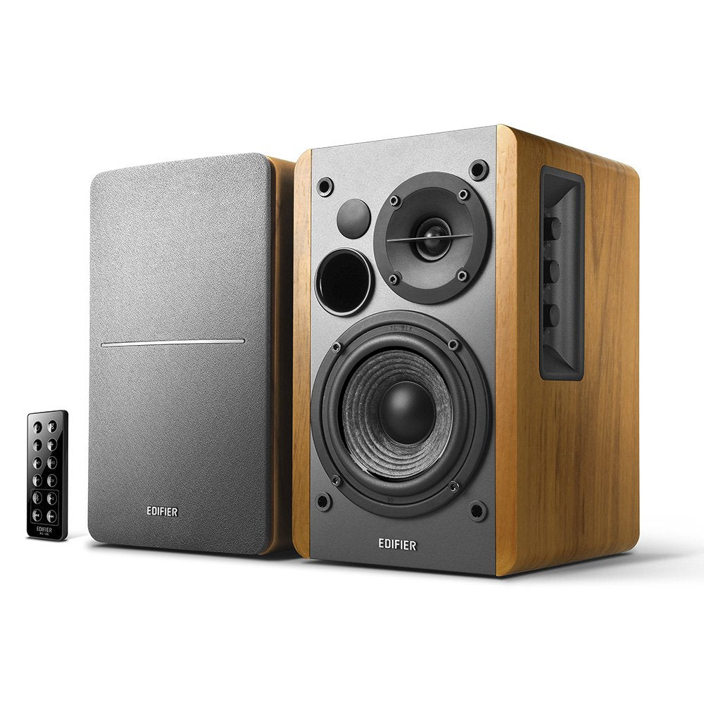 Edifier R1280DB Powered Bluetooth Bookshelf Speakers - Optical Input - Wireless Studio Monitors - 4 Inch Near Field Speaker - 42w RMS (Wood)