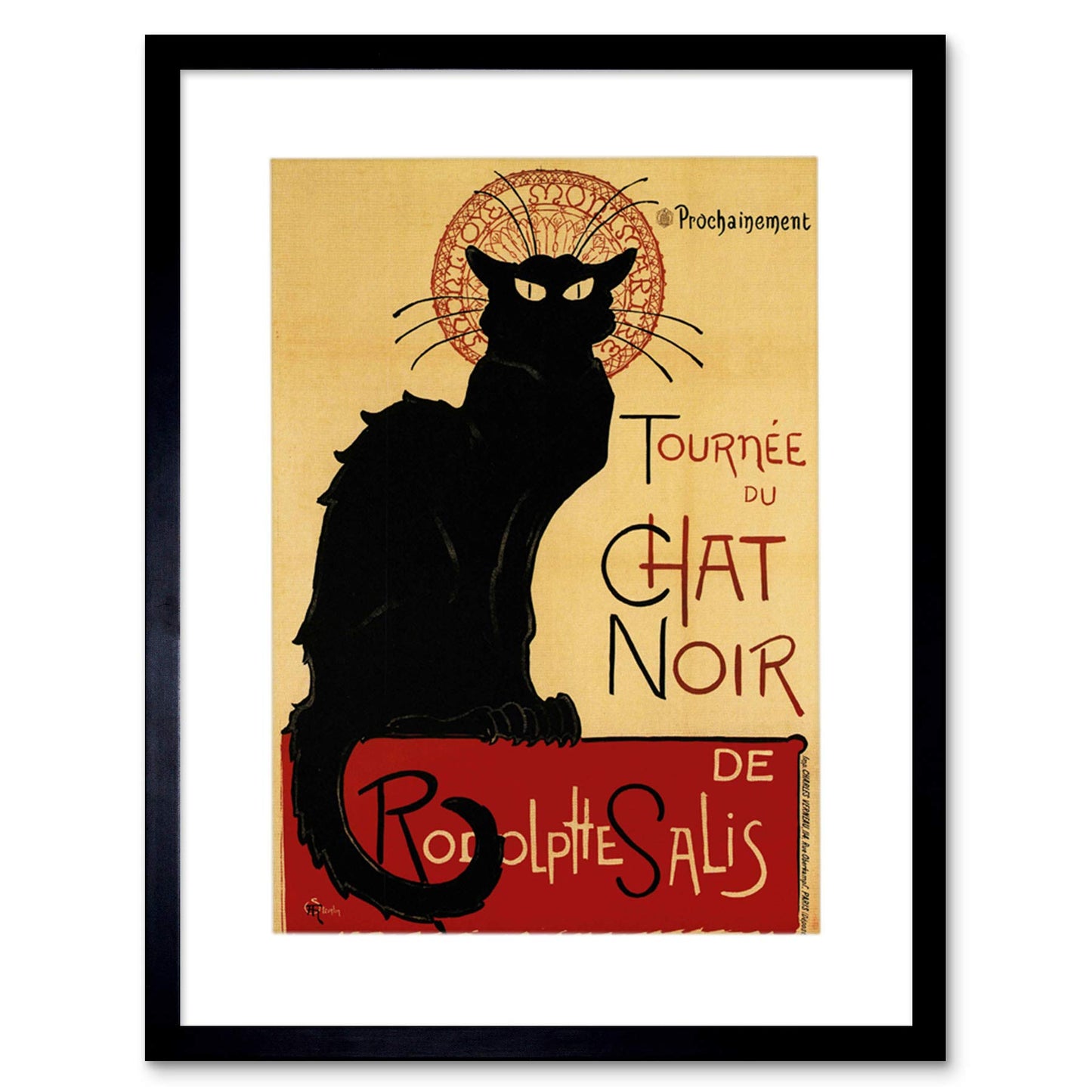 Wee Blue Coo Black Cat Chat Noir Rodolphe Salis Paris France Picture Framed Art Print