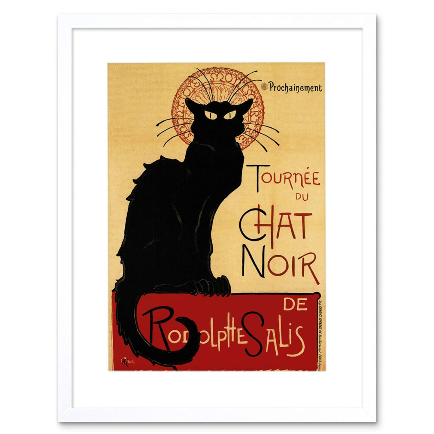 Wee Blue Coo Black Cat Chat Noir Rodolphe Salis Paris France Picture Framed Art Print