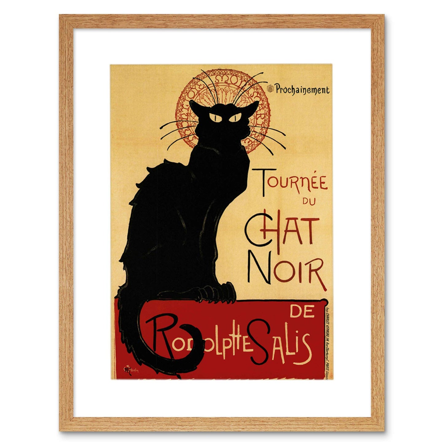 Wee Blue Coo Black Cat Chat Noir Rodolphe Salis Paris France Picture Framed Art Print
