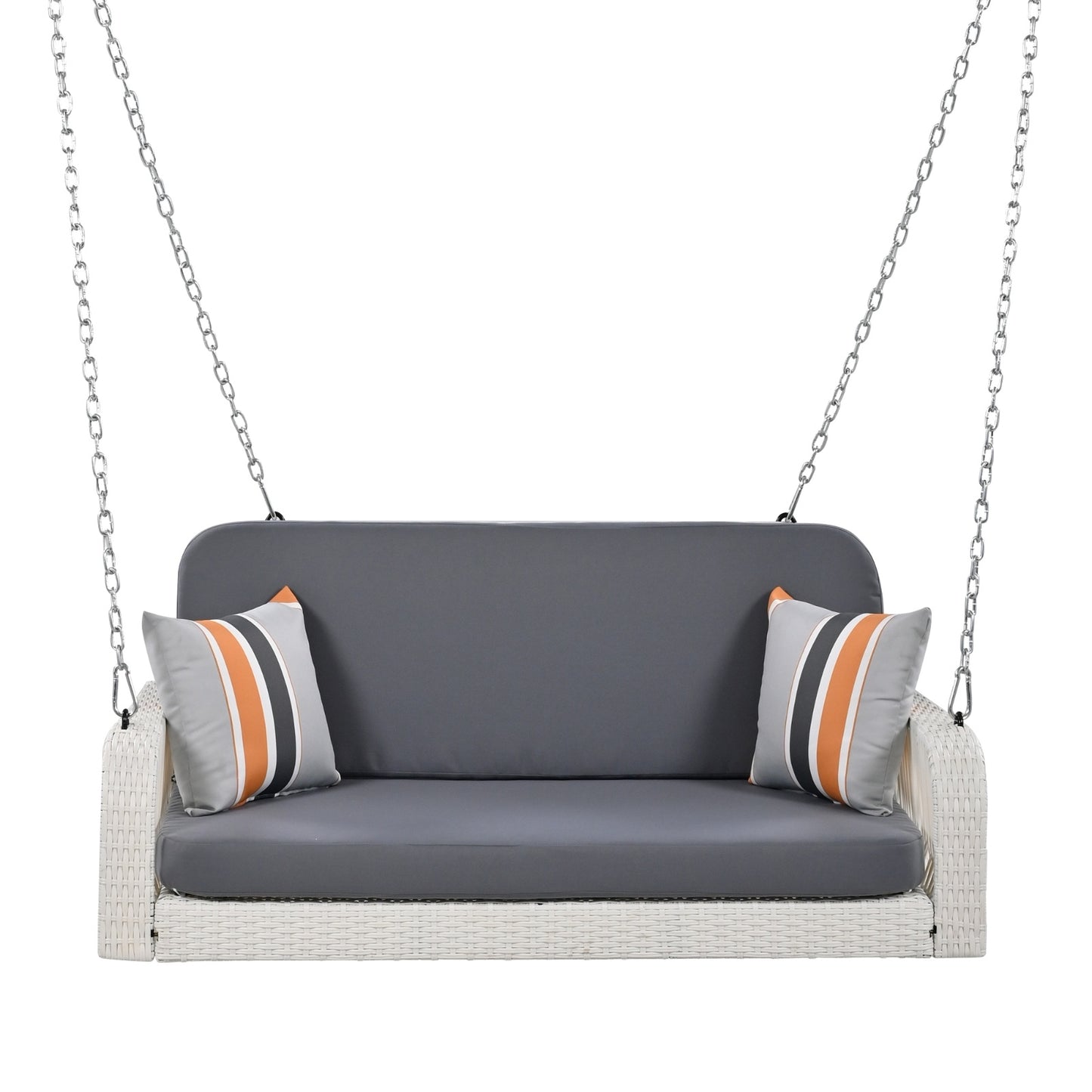 Wicker Porch Swing, 2-Seater Hanging Bench With Chains
