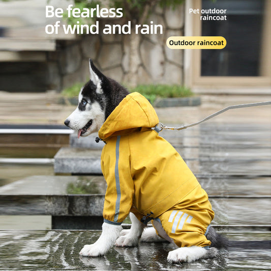 Reflective Dog Raincoat, Waterproof Dog Rain Jacket With Hood, Leash Hole, Reflective Strap For Small Medium Dogs, Lightweight Puppy Clothes