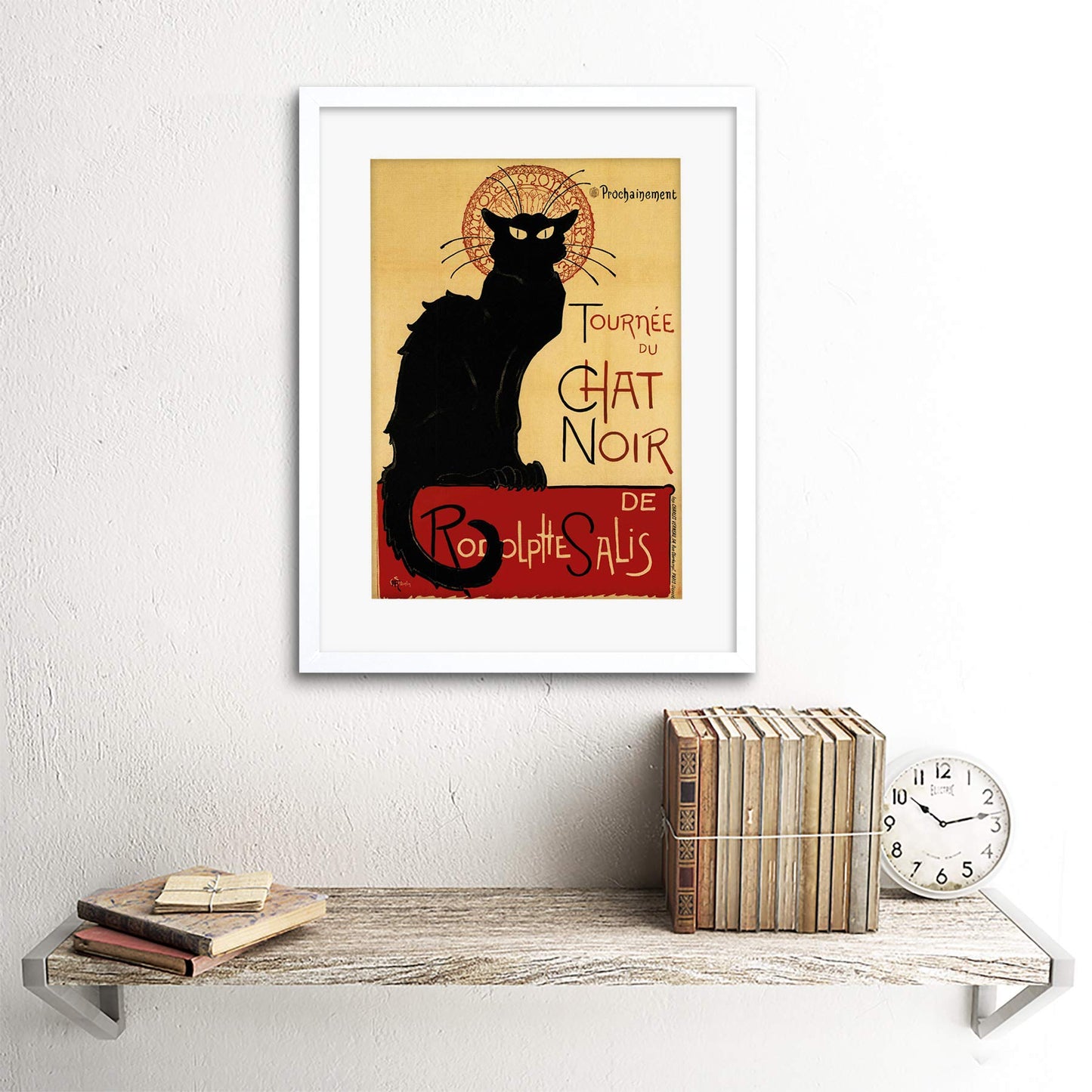 Wee Blue Coo Black Cat Chat Noir Rodolphe Salis Paris France Picture Framed Art Print