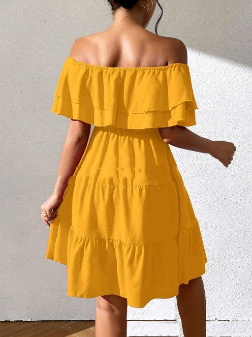 Solid Color Casual Mid-length Dress Spring And Summer All-match