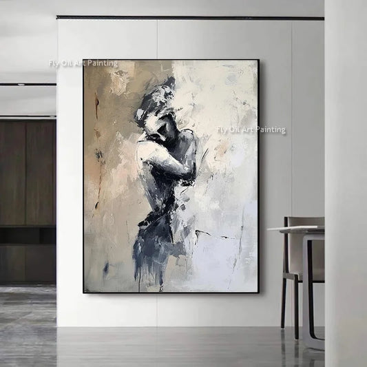 Lovers Art Sensual Couple Abstract Embrace 100% Oil Painting Bedroom Sensual Handmade Canvas Painting